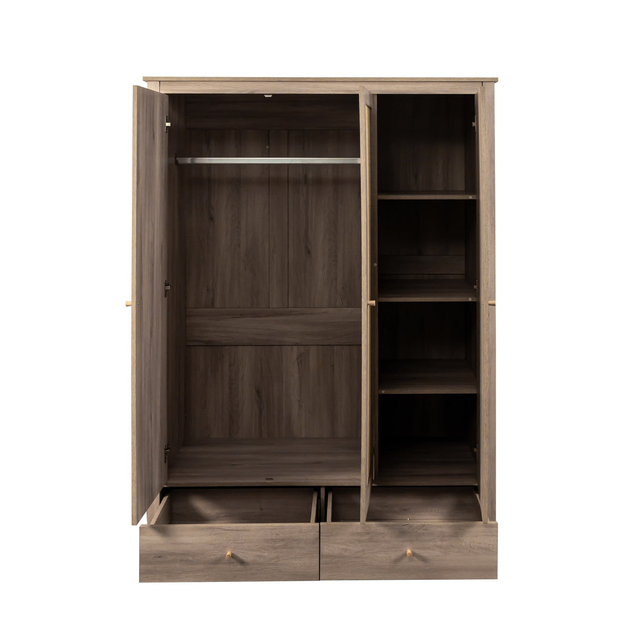 Willow Rattan 3 Door Triple Wardrobe with 2 Drawers