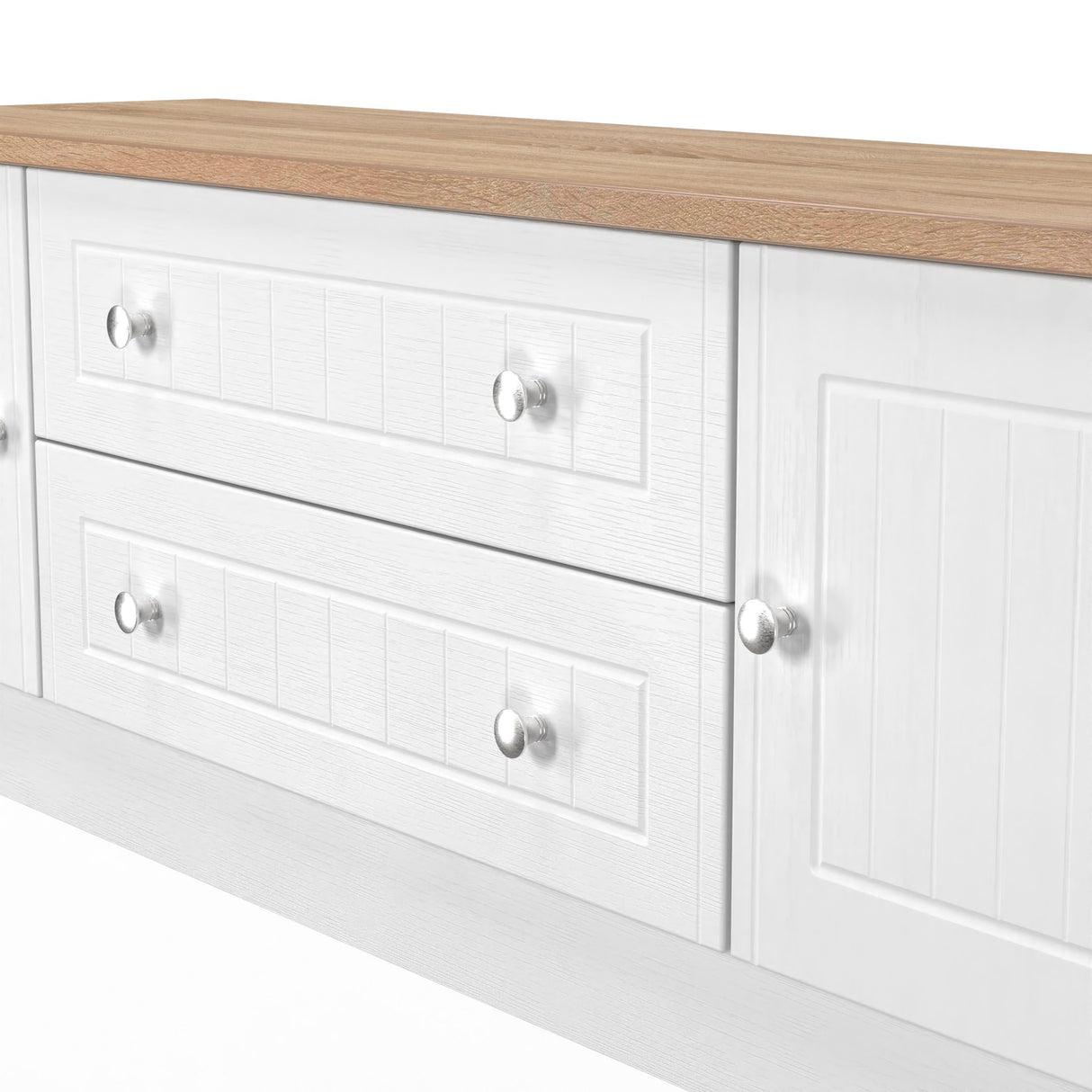 Vienna 2 Door 2 Drawer Wide TV Unit with Oak Top