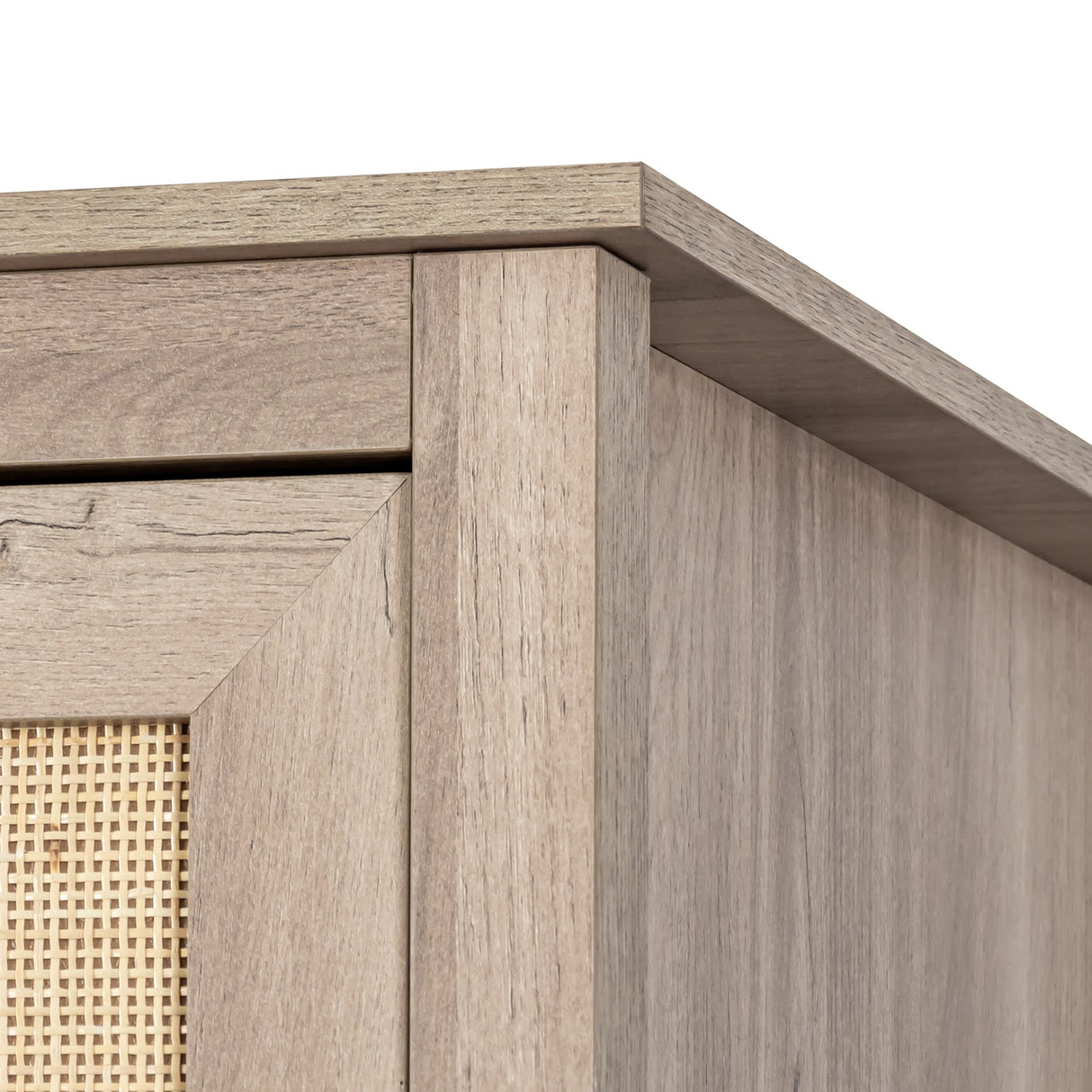 Willow Rattan Double Wardrobe with 1 Drawer Oak