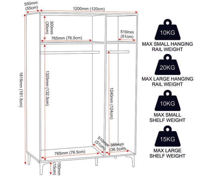 Miami Ridged 3 Door Fluted Triple Wardrobe