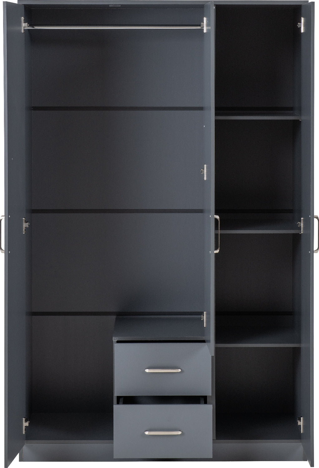 Dakota 3 Door 2 Drawer Mirrored Triple Wardrobe