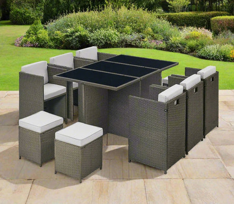 11 Piece Cube Garden Furniture Dining Set - TGC