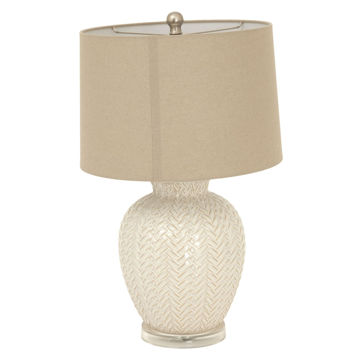 Twill Weave Ceramic Table Lamp with Linen Shade