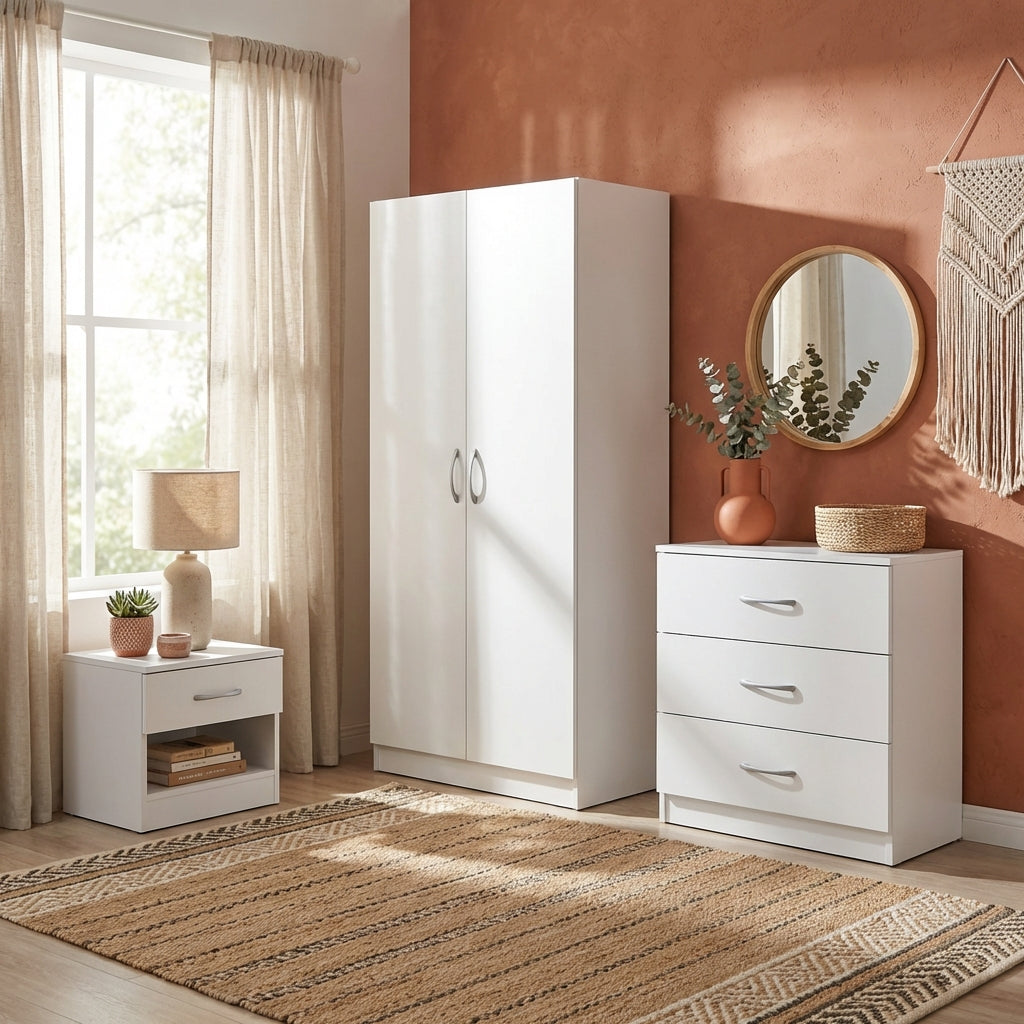 Highbury 3 Piece Bedroom Set With 2 Door Double Wardrobe