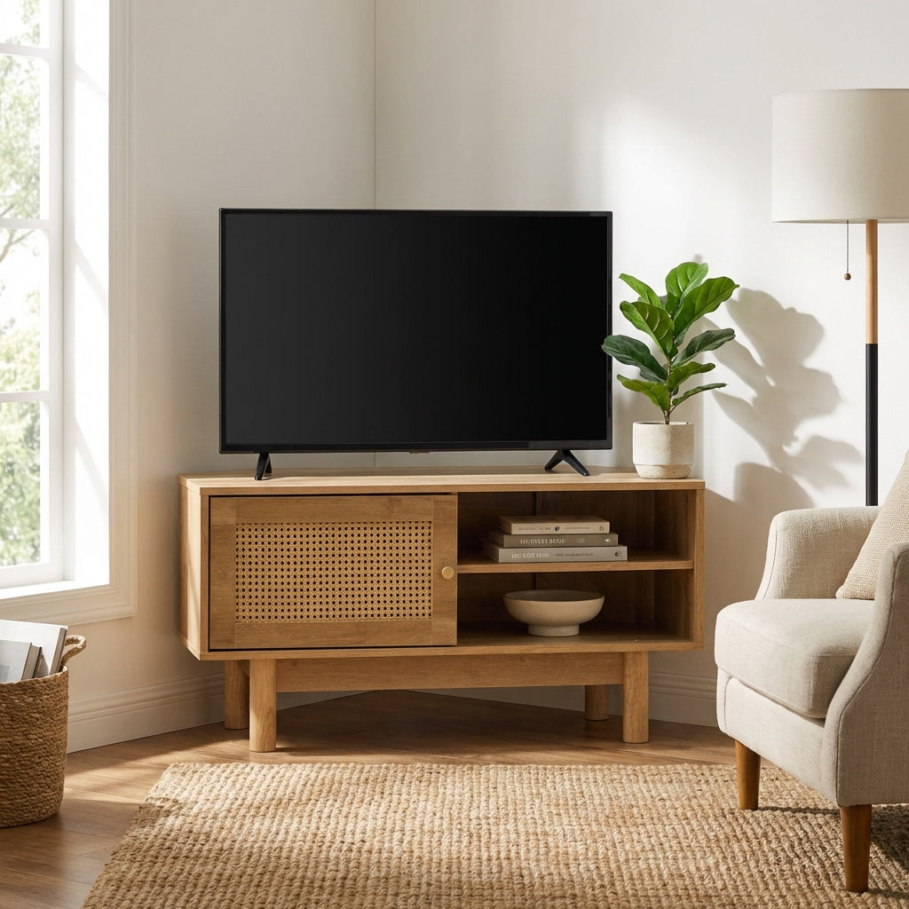 Manila Rattan 1 Door Corner TV Stand Unit