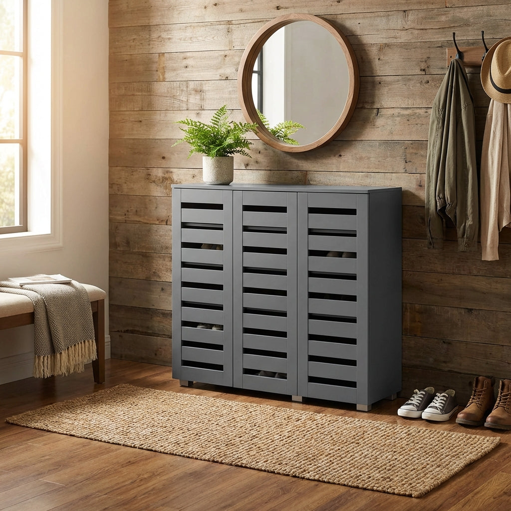 Euston Modern 3 Door Shoe Storage Cabinet
