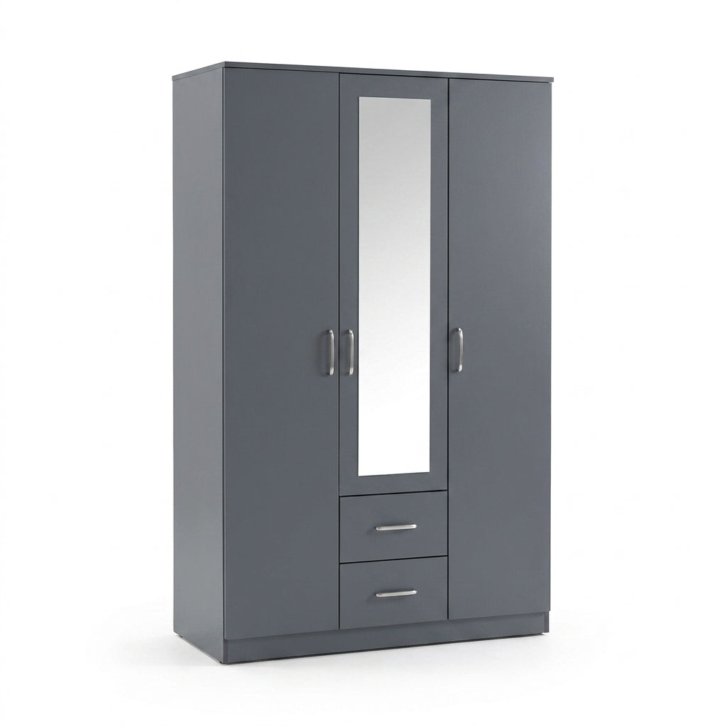 Dakota 3 Door 2 Drawer Mirrored Triple Wardrobe