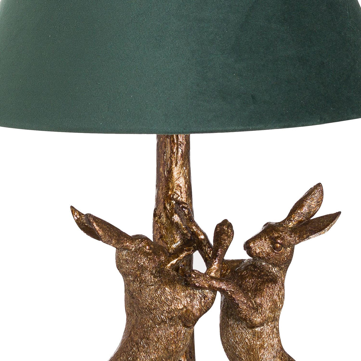 Antique Marching Hares Lamp with Velvet Shade