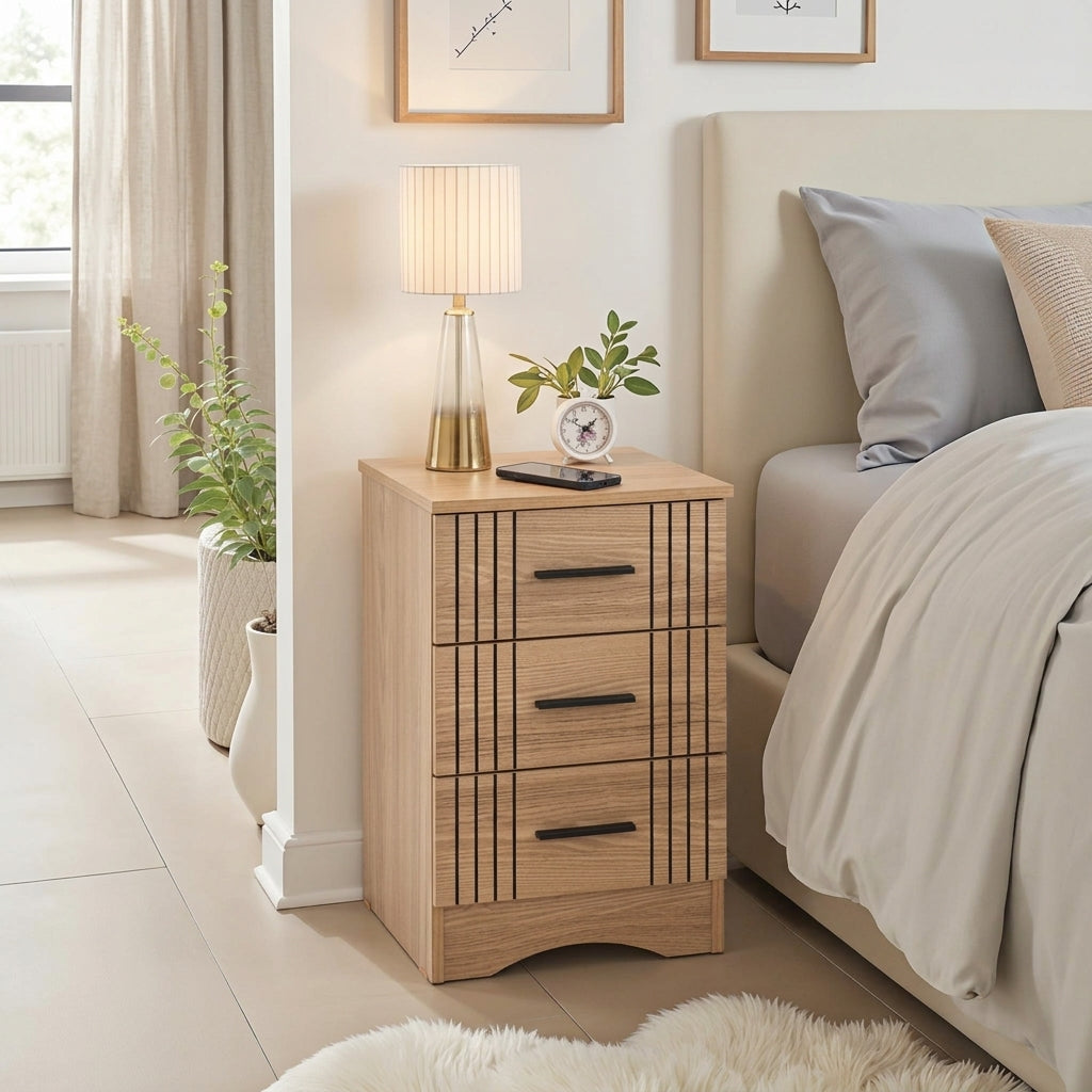 Tessa 3 Drawer Bedside Table
