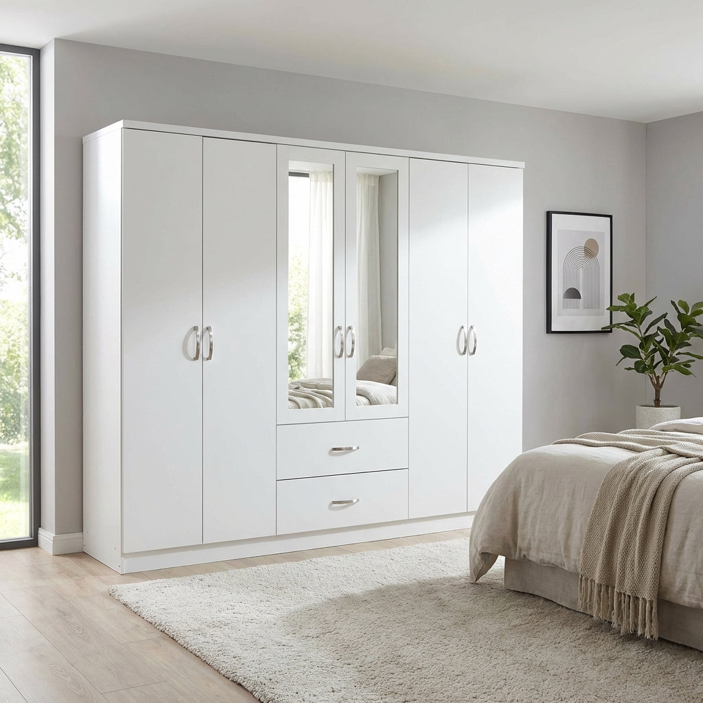 Paddington 6 Door 2 Drawer Mirrored Wardrobe