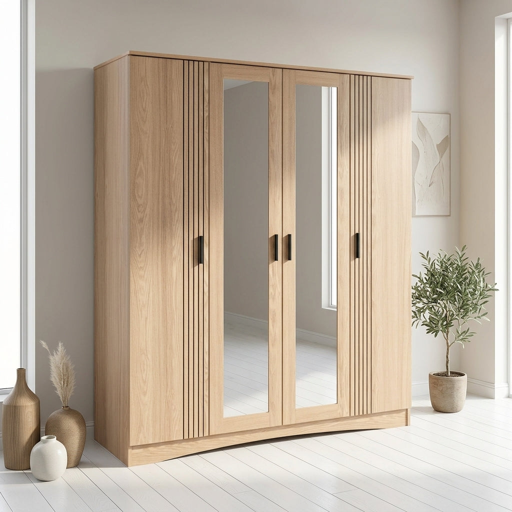 Tessa 4 Door Mirrored Wardrobe