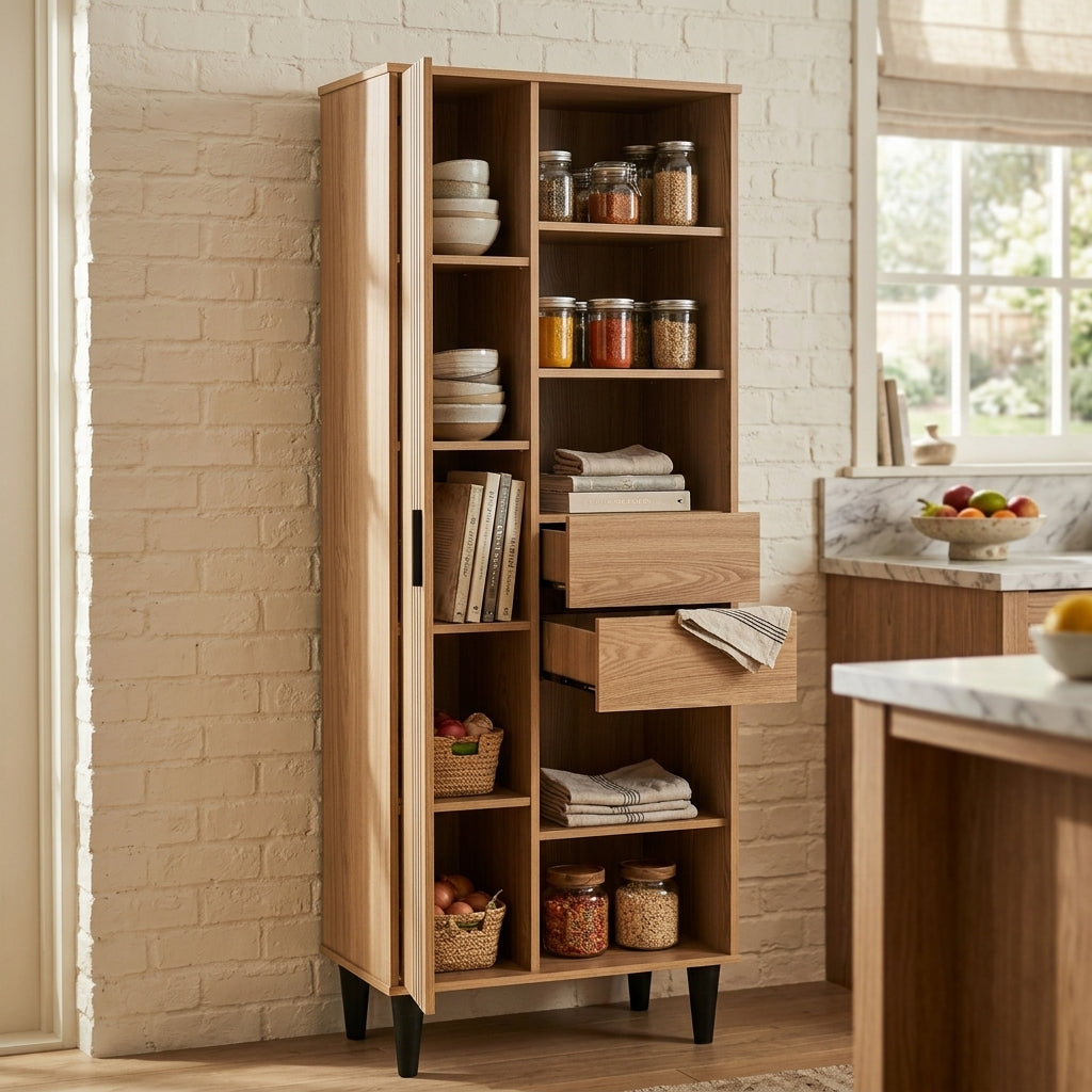 Tessa 1 Door 2 Drawer Bookcase Storage Cupboard