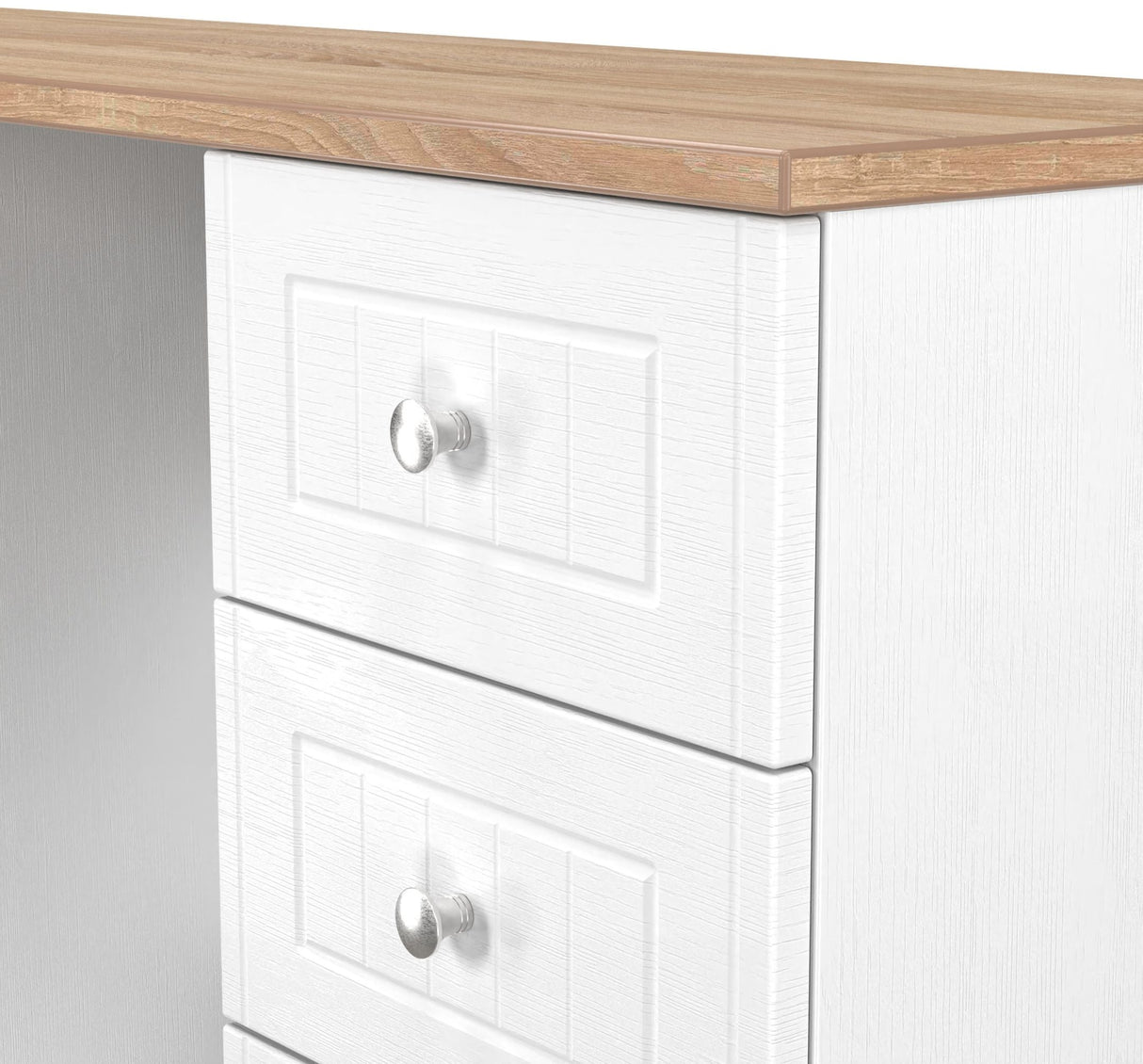 Vienna 6 Drawer Double Pedestal Dressing Table with Oak Top