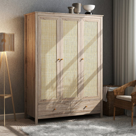 Willow Rattan 3 Door Wardrobe 3 Piece Bedroom Set
