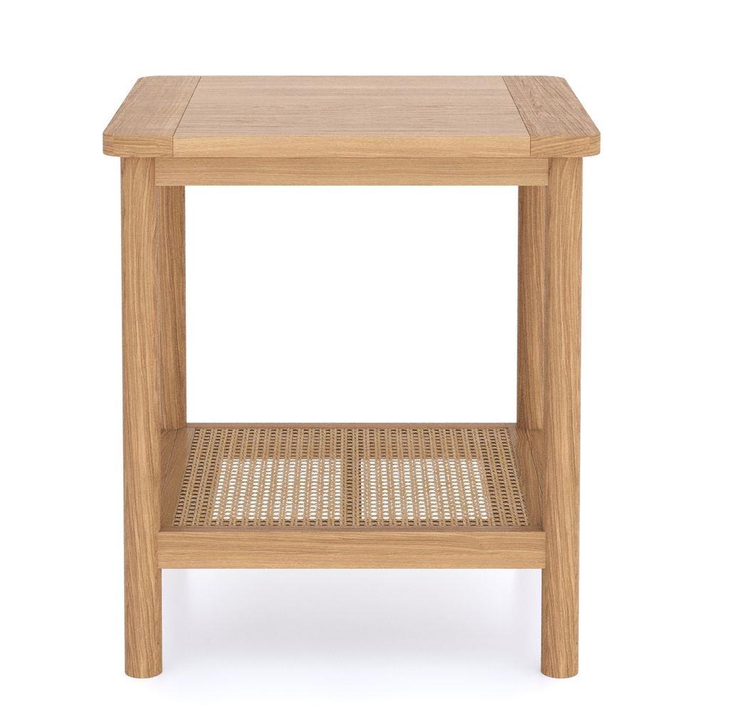 Cypress Side Table with Rattan Open Shelf