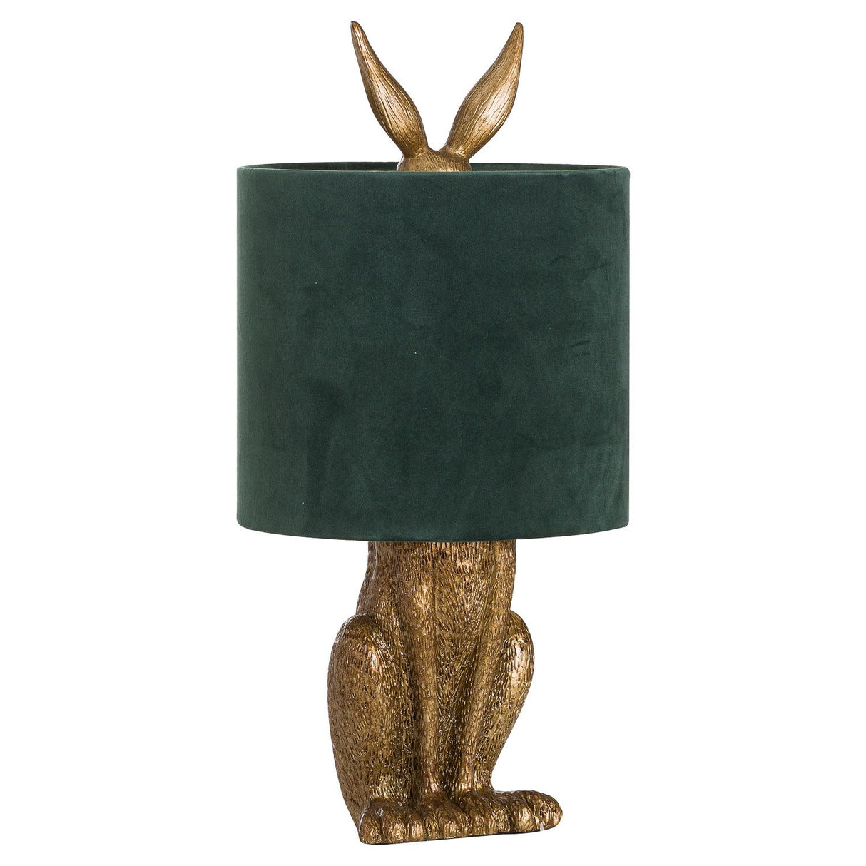 Antique Hare Table Lamp with Velvet Shade