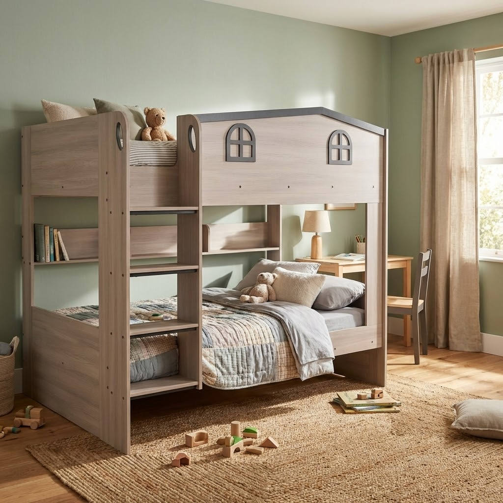 Hector 4ft Small Double Kids House Bunk Bed