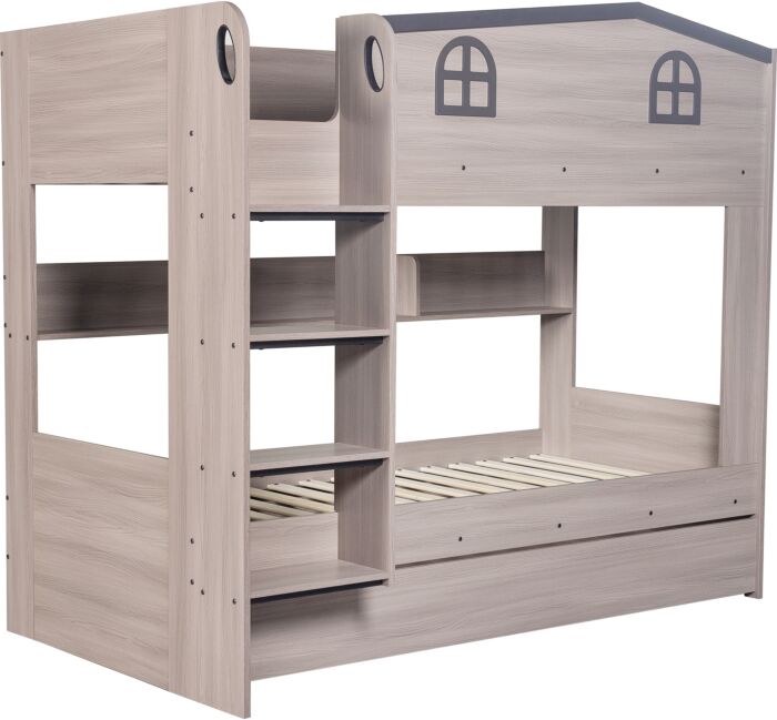 Hector Kids 3ft House Bunk Bed with Pull-Out Trundle Bed