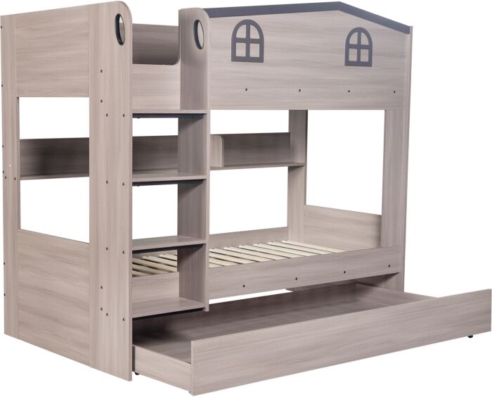 Hector Kids 3ft House Bunk Bed with Pull-Out Trundle Bed