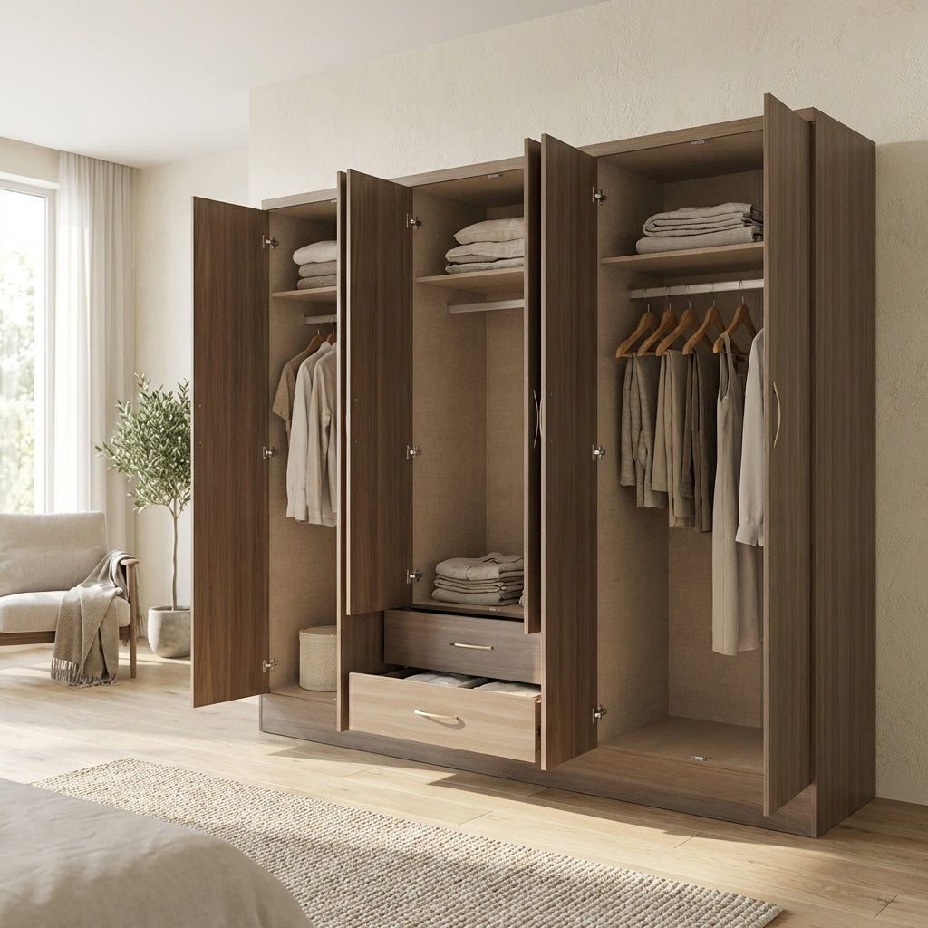 Nevada 6 Door 2 Drawer Mirrored Wardrobe
