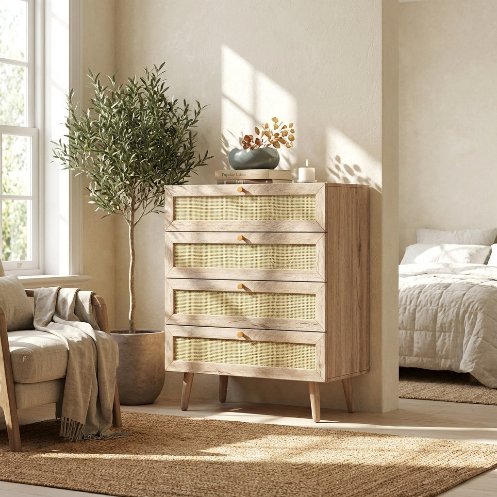 Willow Rattan 2 Door Wardrobe 3 Piece Bedroom Set