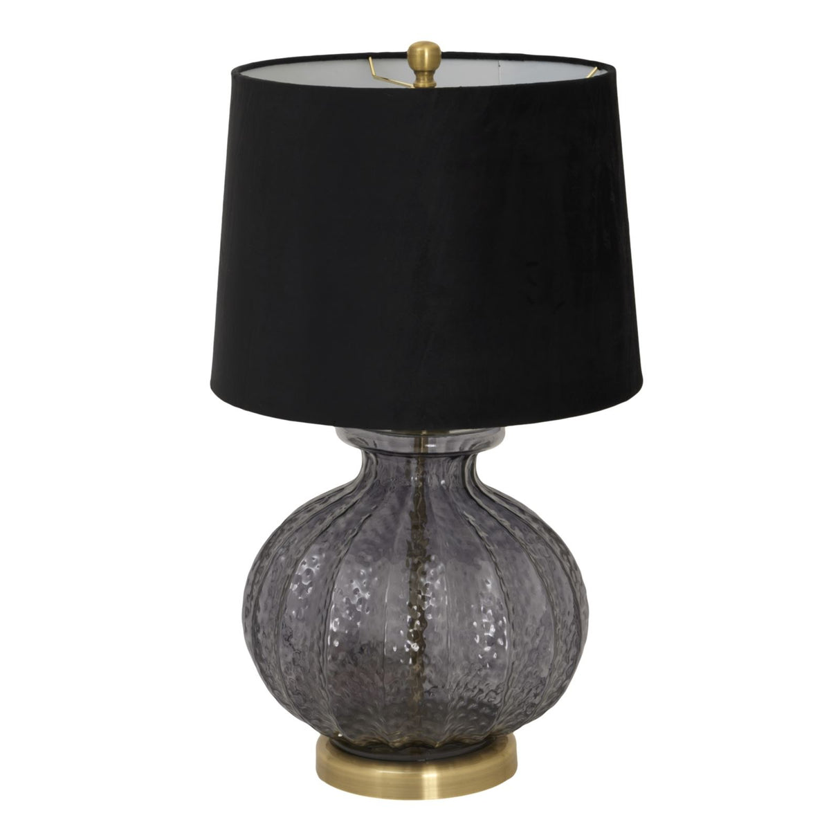 Luxton Glass Fluted Lamp with Velvet Shade