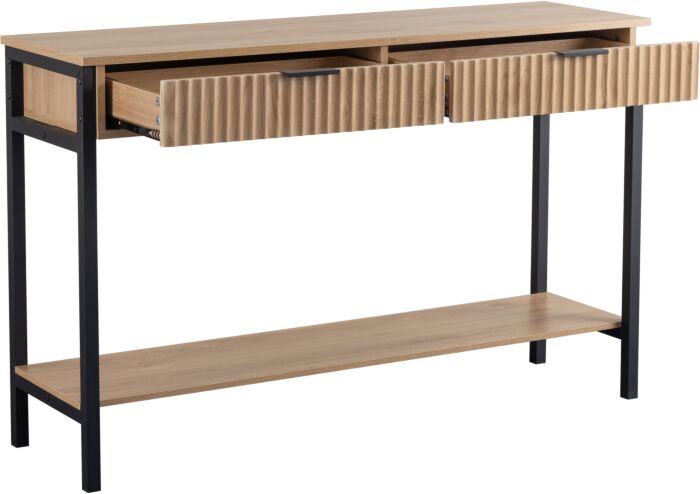 Miami Ridged 2 Drawer Fluted Console Table with Open Shelf