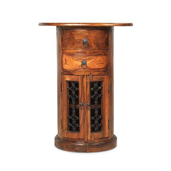 Denali 2 Drawer 2 Door Oval Drum Side Table