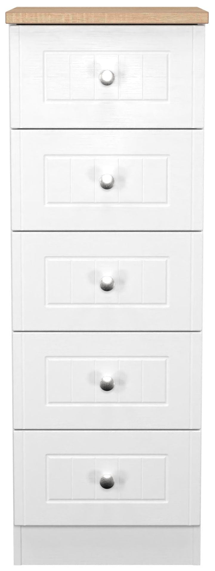 Vienna 5 Drawer Tallboy Drawer Chest with Oak Top