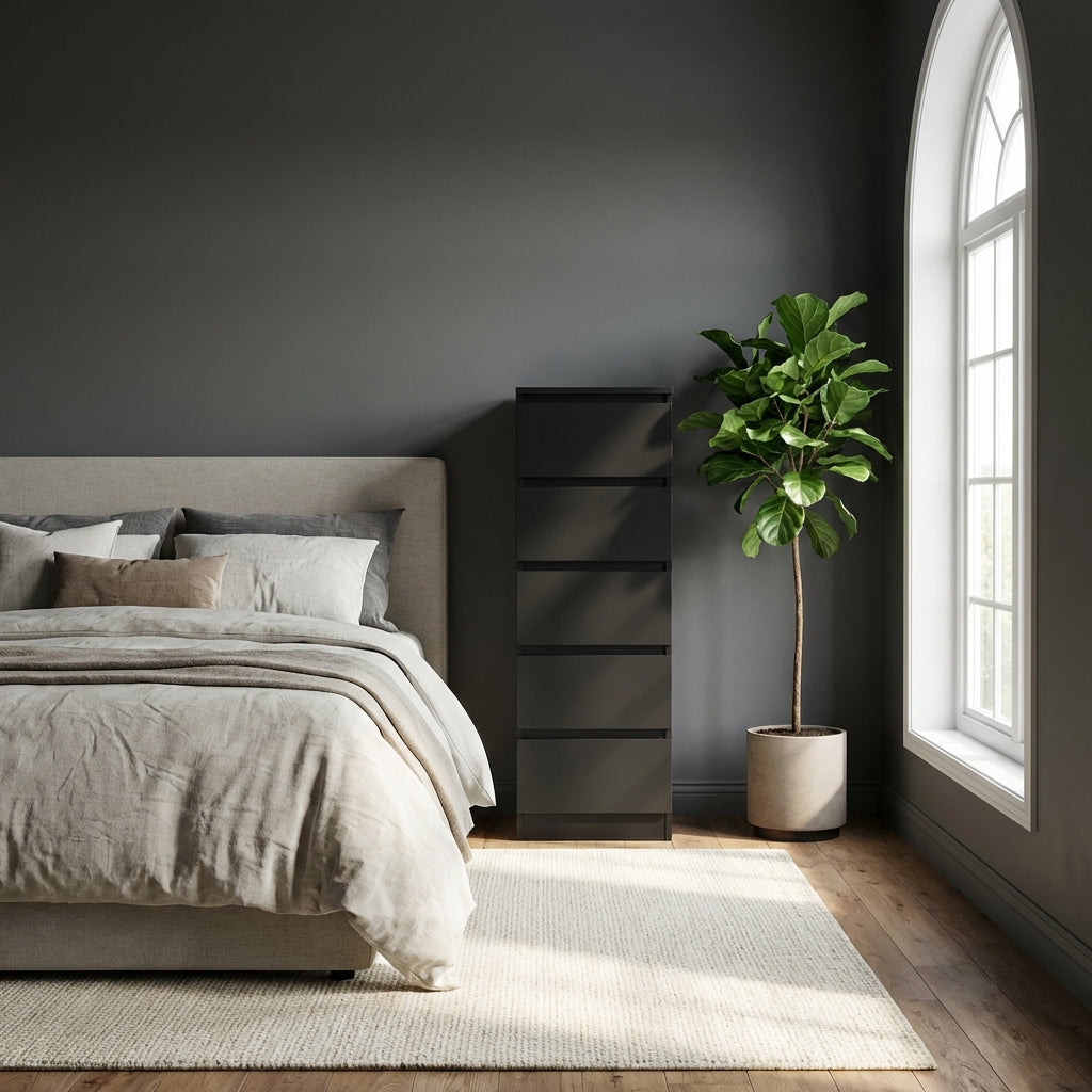 Malvern 5 Drawer Narrow Tallboy Chest of Drawers