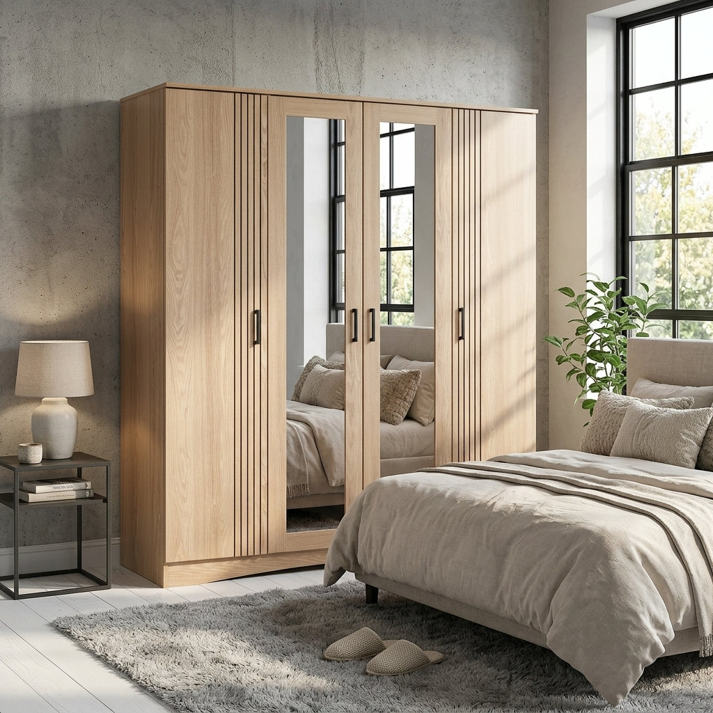 Tessa 4 Door Mirrored Wardrobe