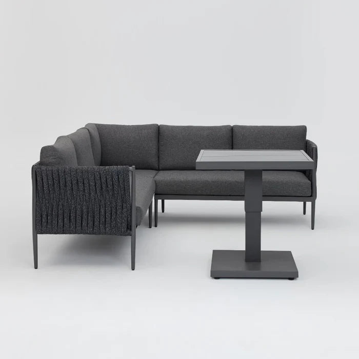 Serena Rattan Rope Corner Sofa and Rising Table Garden Set with Cover