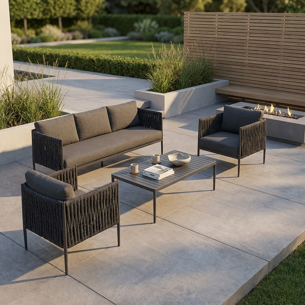 Serena Rattan Rope Modular Sofa and Coffee Table Garden Set with Cover
