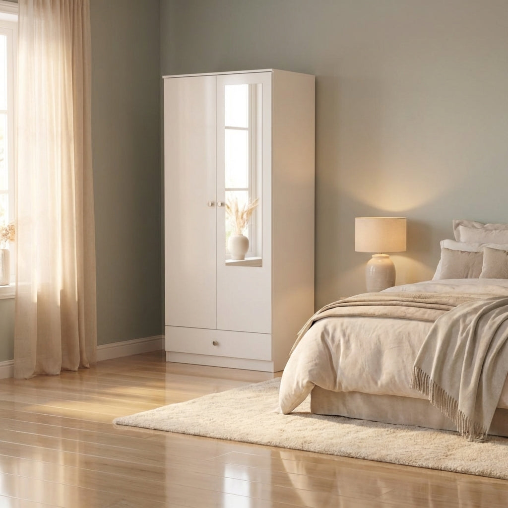 Denver 2 Door 1 Drawer Mirrored Wardrobe