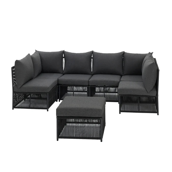 Tobago 7 Piece Rope Modular Garden Seating Set with Cover