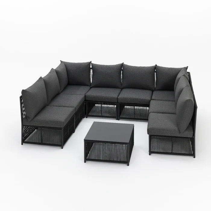 Tobago 9 Piece Rope Modular Garden Seating Set with Cover