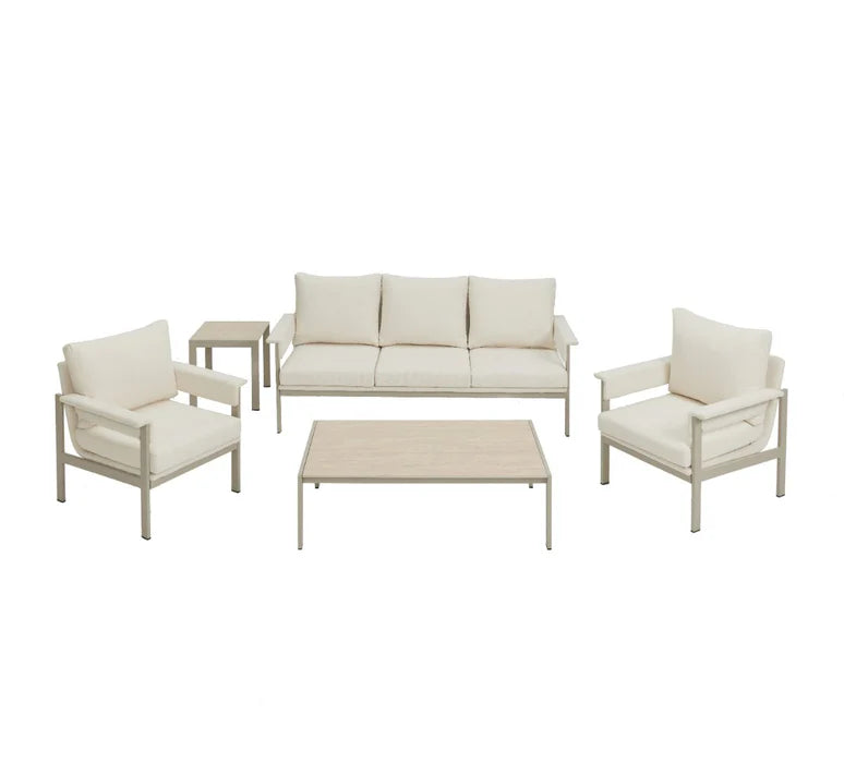 Belek 5 Piece Garden Sofa and Coffee Table Set with Cushions