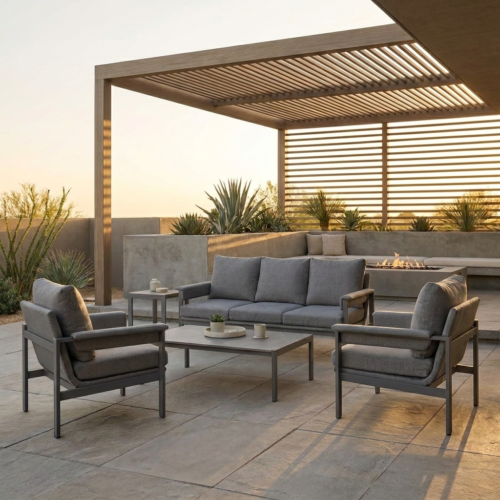 Belek 5 Piece Garden Sofa and Coffee Table Set with Cushions