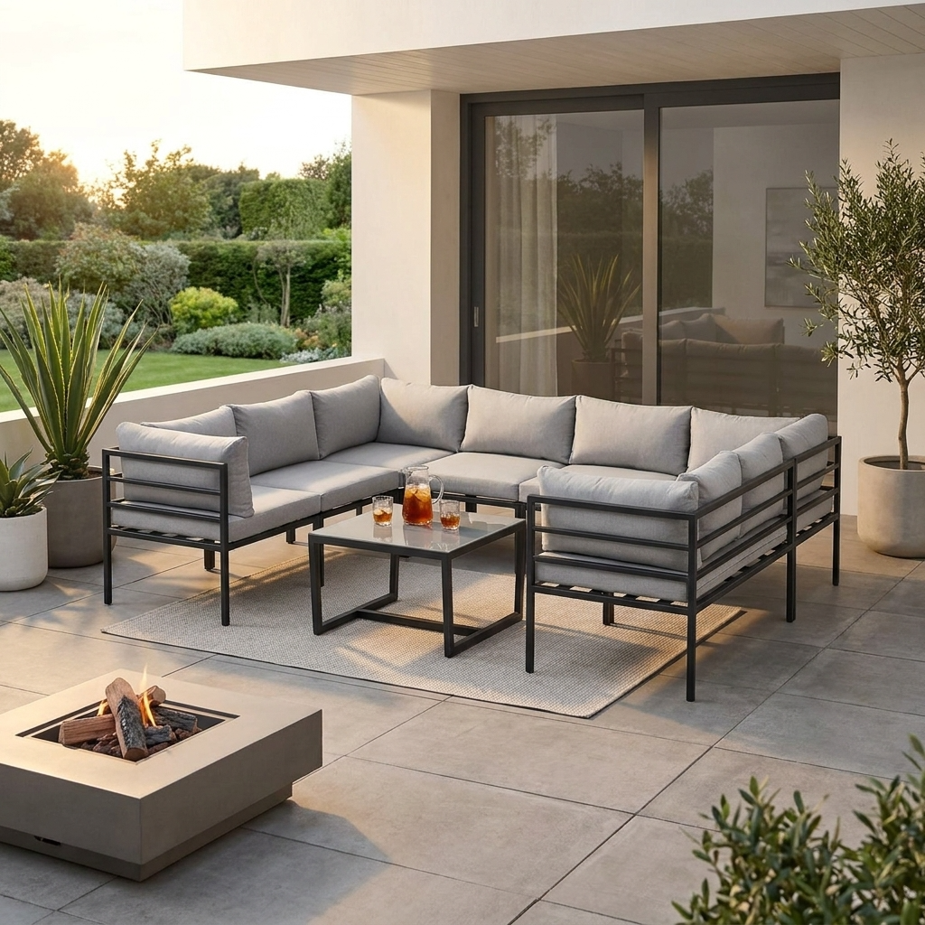 Matira 9 Piece Modula Garden Sofa and Table with Cover