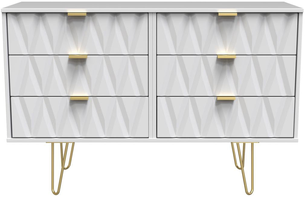 Diamond 6 Drawer Midi Chest with Gold Hairpin Legs
