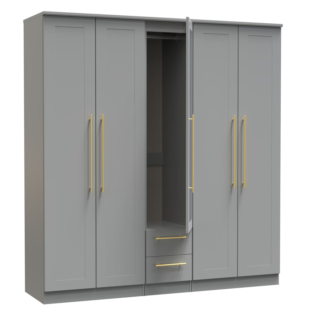Haworth Tall 5 Door 2 Drawer Mirrored Wardrobe