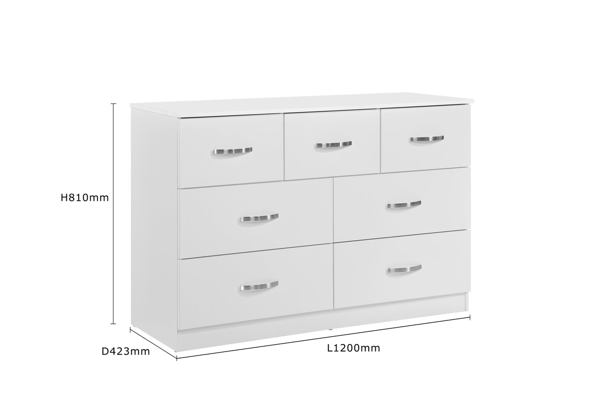 Paddington 3 Door Wardrobe & 7 Drawer Chest 4 Piece Bedroom Set