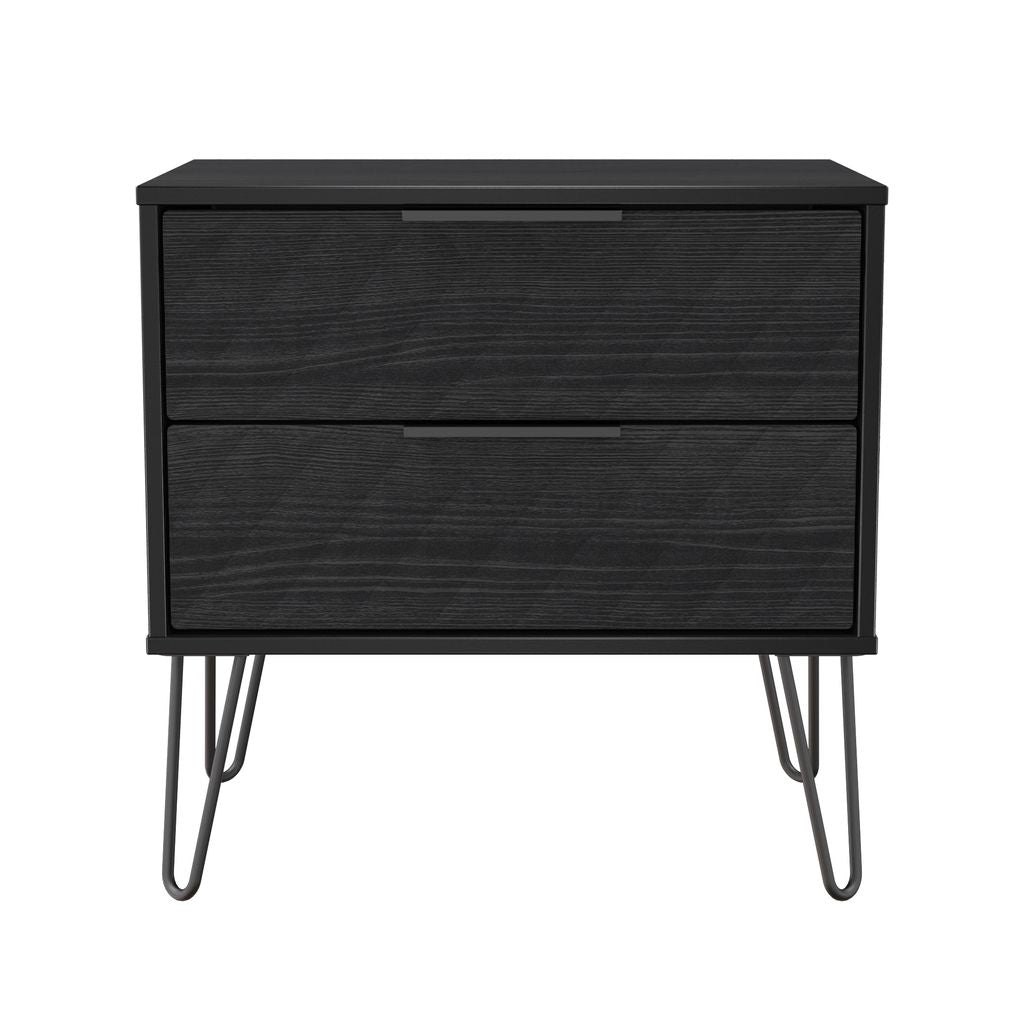 Harlequin 2 Drawer Midi Chest with Black Hairpin Legs