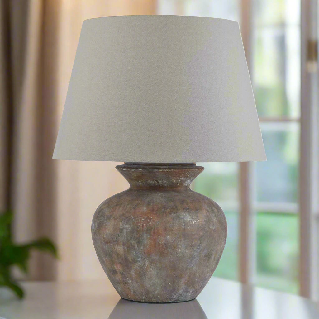 Siena Round Table Lamp with Linen Shade