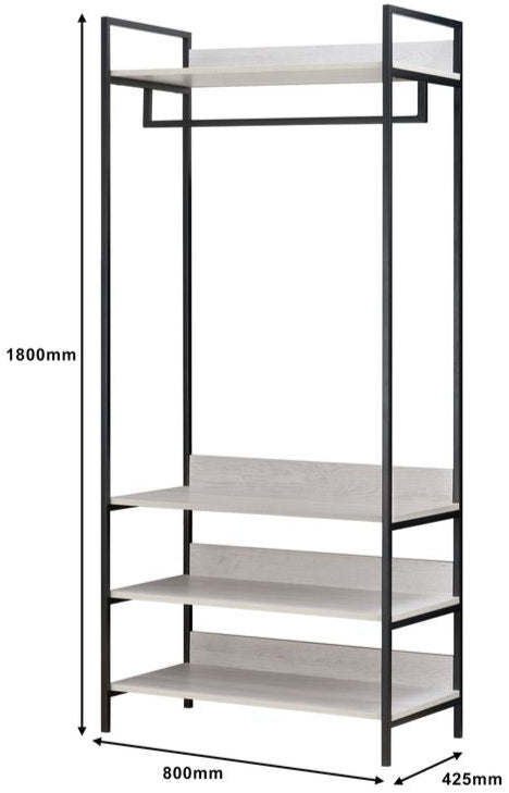 Alva Open Wardrobe with 4 Shelves
