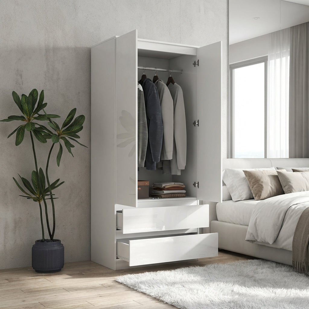 Soho 2 Door Wardrobe, 6 Drawer Chest & Bedside Table Bedroom Set