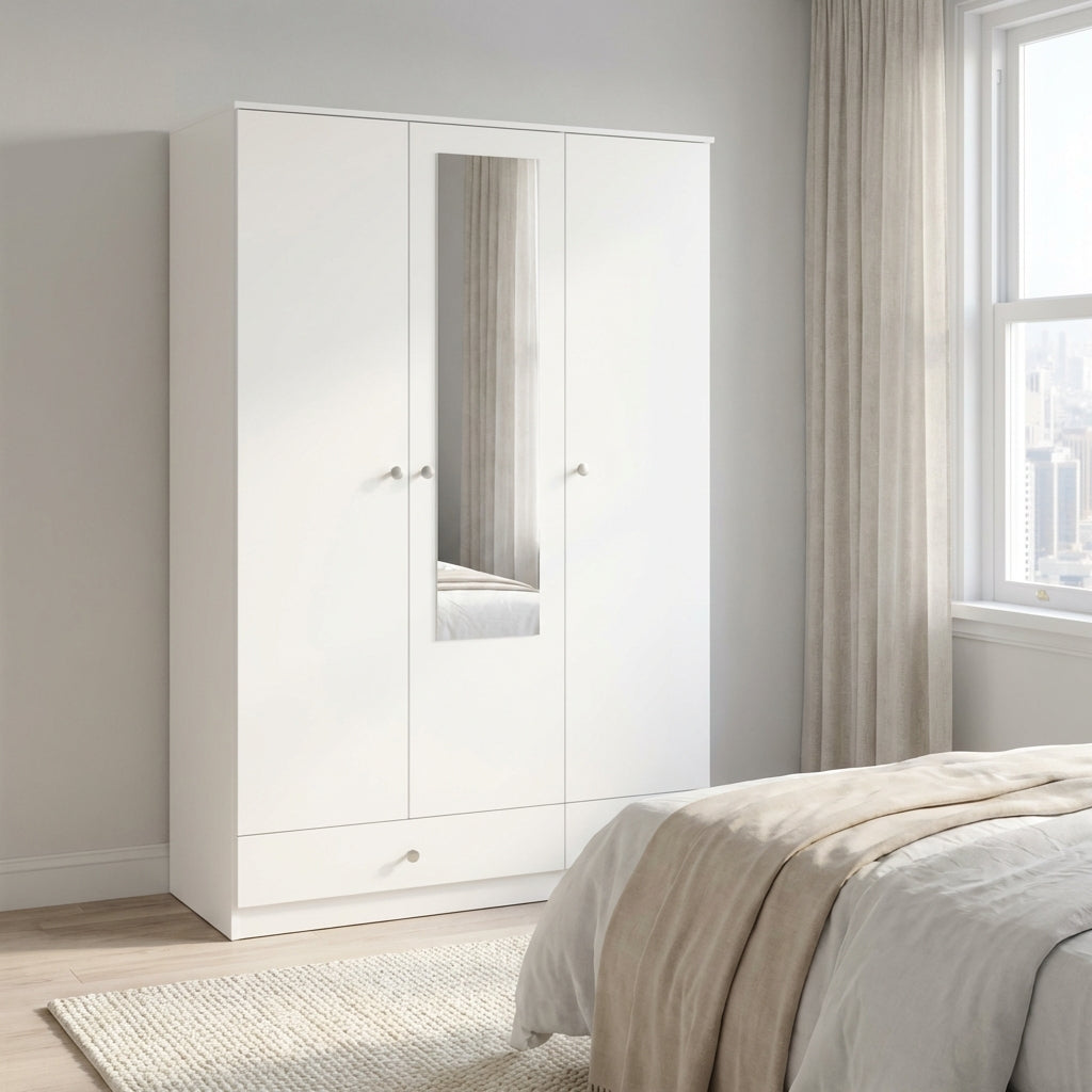 Denver 3 Door 2 Drawer Mirrored Triple Wardrobe