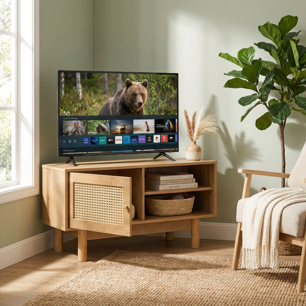 Manila Rattan 1 Door Corner TV Stand Unit