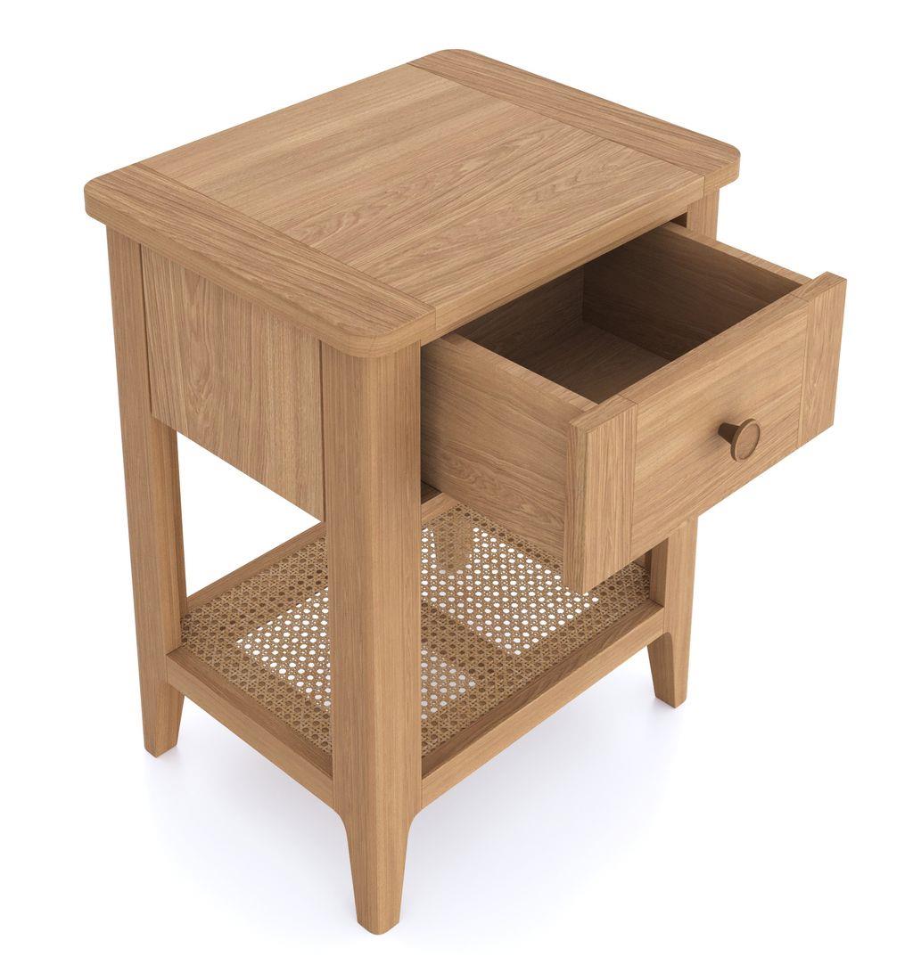 Cypress 1 Drawer Lamp Table with Rattan Shelf