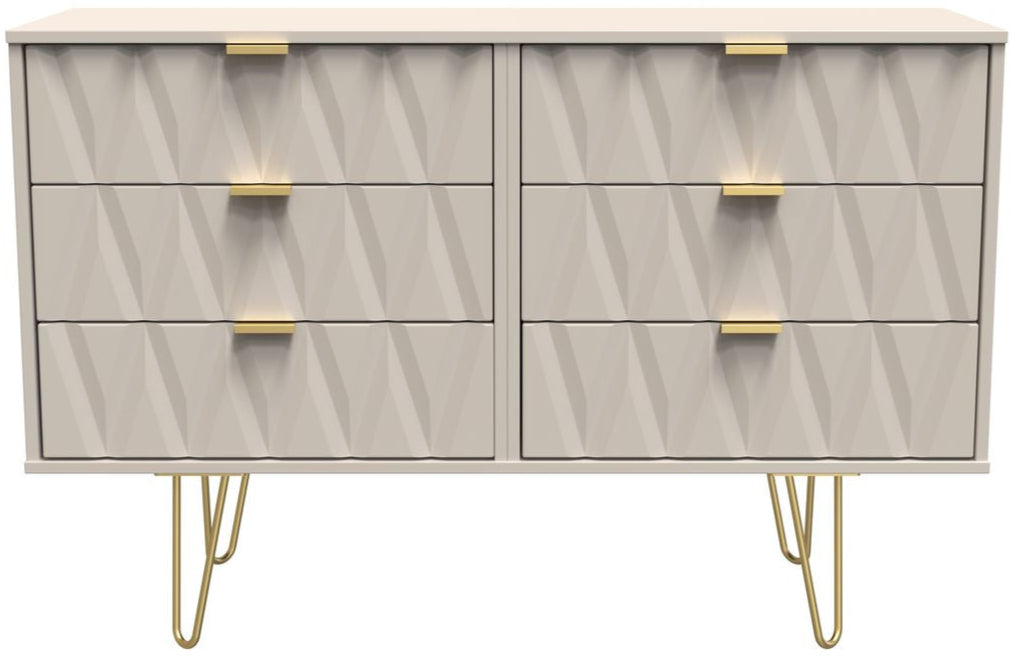Diamond 6 Drawer Midi Chest with Gold Hairpin Legs